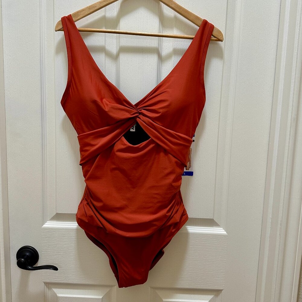 DKNY Women's One Piece Swimsuit Size L Bathing Suit Travel Beach Vacation (NEW)